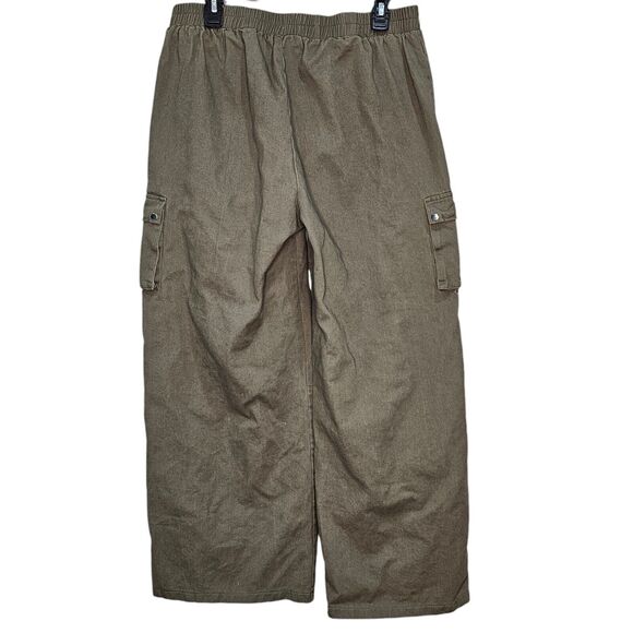 Pretty Little Thing Wide Leg High Waisted Cargo Pants Army Green Gorpcore 12 - Picture 4 of 9